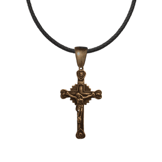 Vintage Bronze Crucifix with Heart Terminals