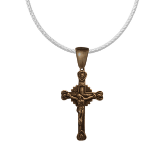 Vintage Bronze Crucifix with Heart Terminals