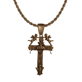 Vintage Bronze Yalalag Cross with Angels