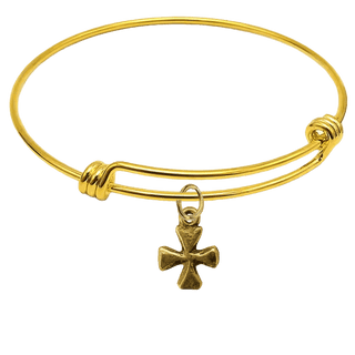 Vintage Yellow Bronze Miniature African Cross Bangle Bracelet