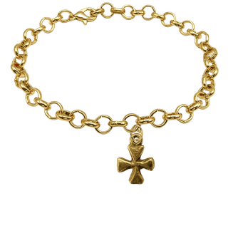 Vintage Yellow Bronze Miniature African Cross Bracelet