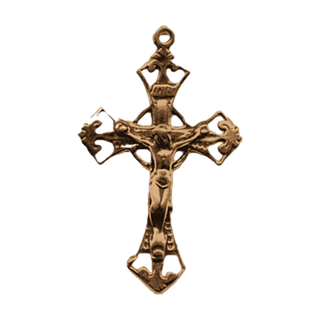 Vintage Bronze Openwork Scrolled Crucifix