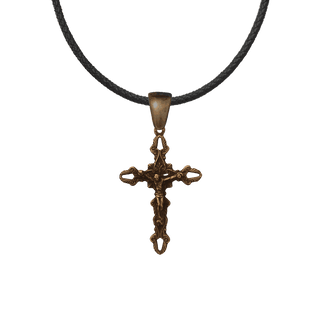 Vintage Bronze Feather Edge Openwork Crucifix