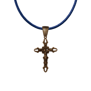 Vintage Bronze Feather Edge Openwork Crucifix