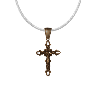 Vintage Bronze Feather Edge Openwork Crucifix