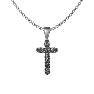 Vintage White Bronze Thistle Crucifix