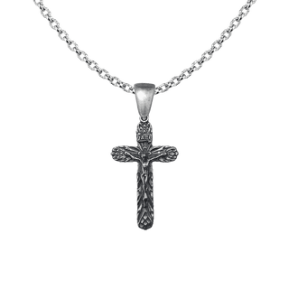 Vintage White Bronze Thistle Crucifix