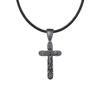 Vintage White Bronze Thistle Crucifix