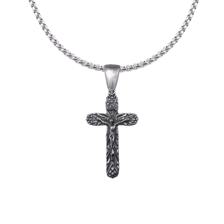 Vintage White Bronze Thistle Crucifix