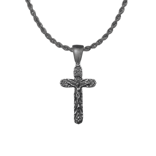 Vintage White Bronze Thistle Crucifix