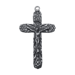 Vintage White Bronze Thistle Crucifix