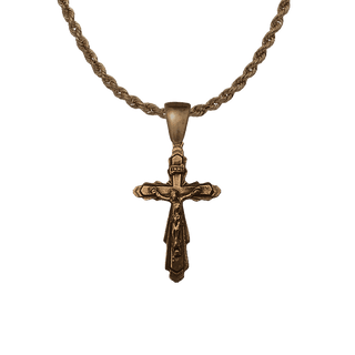Vintage Bronze Art Deco Stepped Crucifix