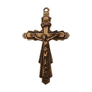 Vintage Bronze Art Deco Stepped Crucifix