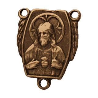 Vintage Bronze Sacred Heart of Jesus Arched Center