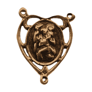 Vintage Bronze Saint Christopher Heart Rosary Center