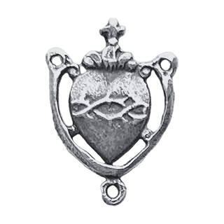 Vintage Sterling Silver Sacred Heart Openwork Rosary Center