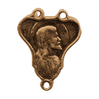 Vintage Bronze Praying Madonna Rosary Center