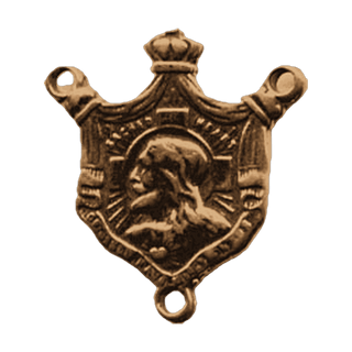 Vintage Bronze Crowned Shield Center, Christ in Profile