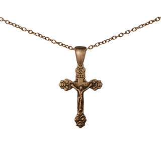 Vintage Bronze Crucifix with Winged Cherubim