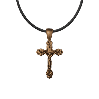 Vintage Bronze Crucifix with Winged Cherubim