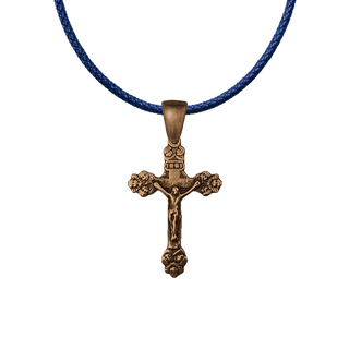 Vintage Bronze Crucifix with Winged Cherubim