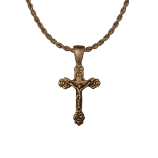 Vintage Bronze Crucifix with Winged Cherubim