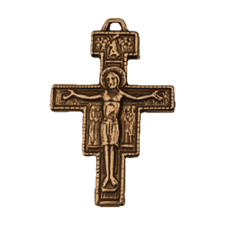 Vintage Bronze San Damiano Crucifix with Assisi Blessing