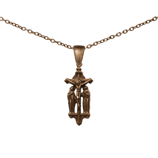Vintage Bronze Crucifix Medal with Mary and St. John