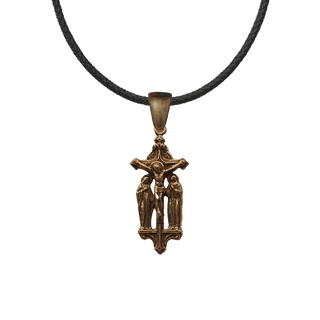 Vintage Bronze Crucifix Medal with Mary and St. John