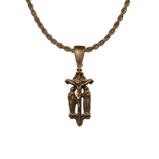 Vintage Bronze Crucifix Medal with Mary and St. John