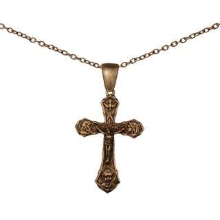 Vintage Bronze Holy Family Crucifix Vintage Bronze Small Sacred Heart Scapular Medal