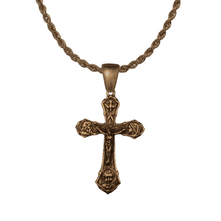 Vintage Bronze Holy Family Crucifix Vintage Bronze Small Sacred Heart Scapular Medal