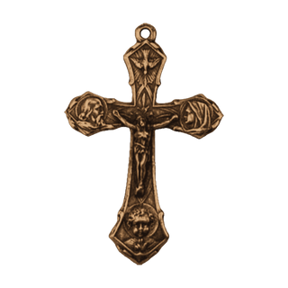 Vintage Bronze Crucifix with Dove and Four Roundels