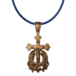 Vintage Bronze Large Crucifix with Two Praying Angels