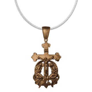 Vintage Bronze Large Crucifix with Two Praying Angels