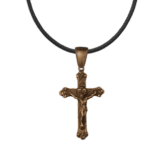Vintage Bronze Sacred Heart Scrollwork Crucifix