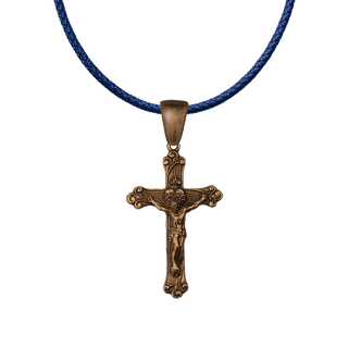 Vintage Bronze Sacred Heart Scrollwork Crucifix