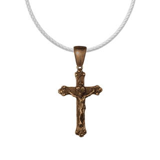 Vintage Bronze Sacred Heart Scrollwork Crucifix