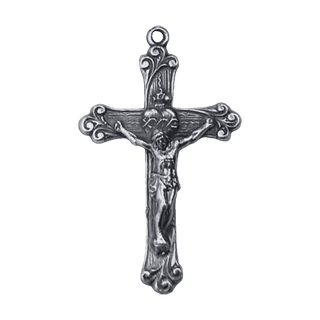 Vintage Sterling Silver Sacred Heart Scrollwork Crucifix