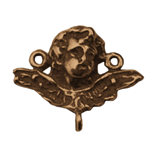 Vintage Bronze Winged Cherub Rosary Center