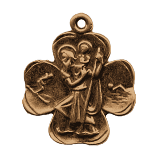 Vintage Bronze St. Christopher Clover Medal