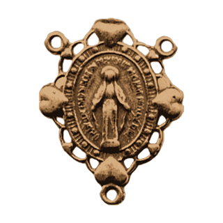 Vintage Bronze Our Lady of Grace Heart Rosary Center