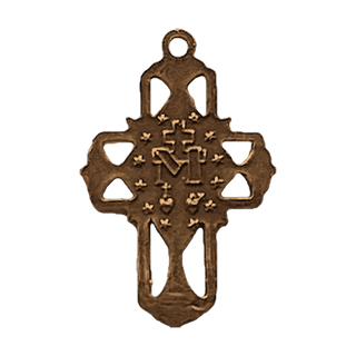 Vintage Bronze Miraculous Medal Cross — reverse