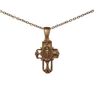 Vintage Bronze Miraculous Medal Cross