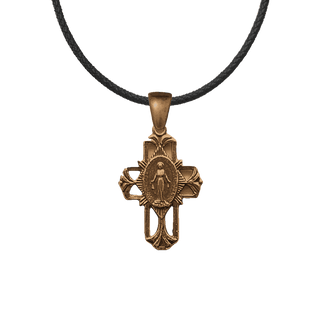 Vintage Bronze Miraculous Medal Cross