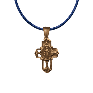 Vintage Bronze Miraculous Medal Cross