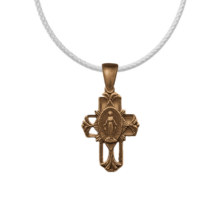 Vintage Bronze Miraculous Medal Cross