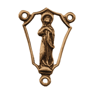 Vintage Bronze Open Standing Madonna Rosary Center