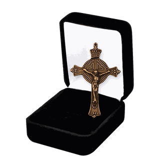 Vintage Bronze Round Radiant Crucifix