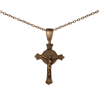 Vintage Bronze Round Radiant Crucifix